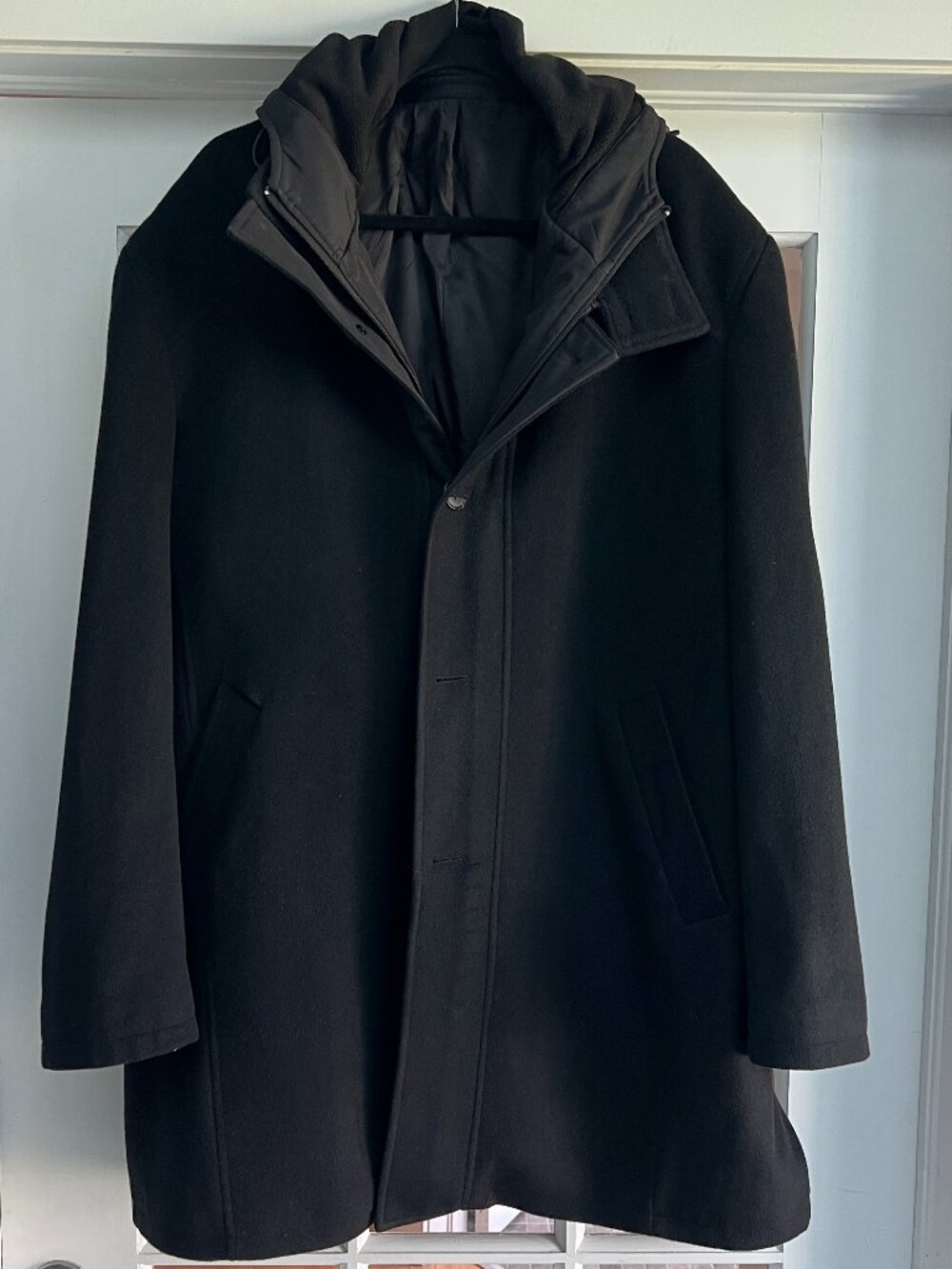Weather Report Men’s Wool Coat XXL Black Winter Jacket Hooded Long Coat